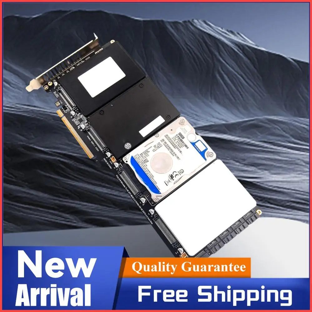 

4-портовая карта-адаптер PCI-E 4.0 16X для SATA 2.5 дюйма с поддержкой материнских плат PCIe X4x4x4x4, с LED-индикатором для ПК