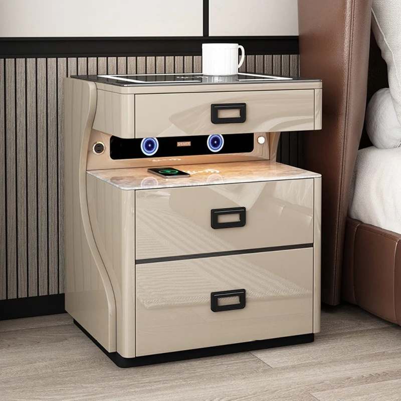 

Charging Luxury Bedside Table Drawers Smart Wood Simple Nightstand Unique Trendy Bedroom Mesa De Cabeceira Office Furniture