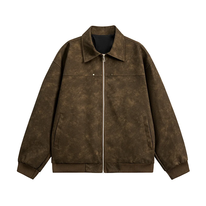 Trend Men's Faux Leather Jacket Autumn Winter Fashionable Solid Color Standing collar PU Leather Biker Jacket Handsome Men Coat