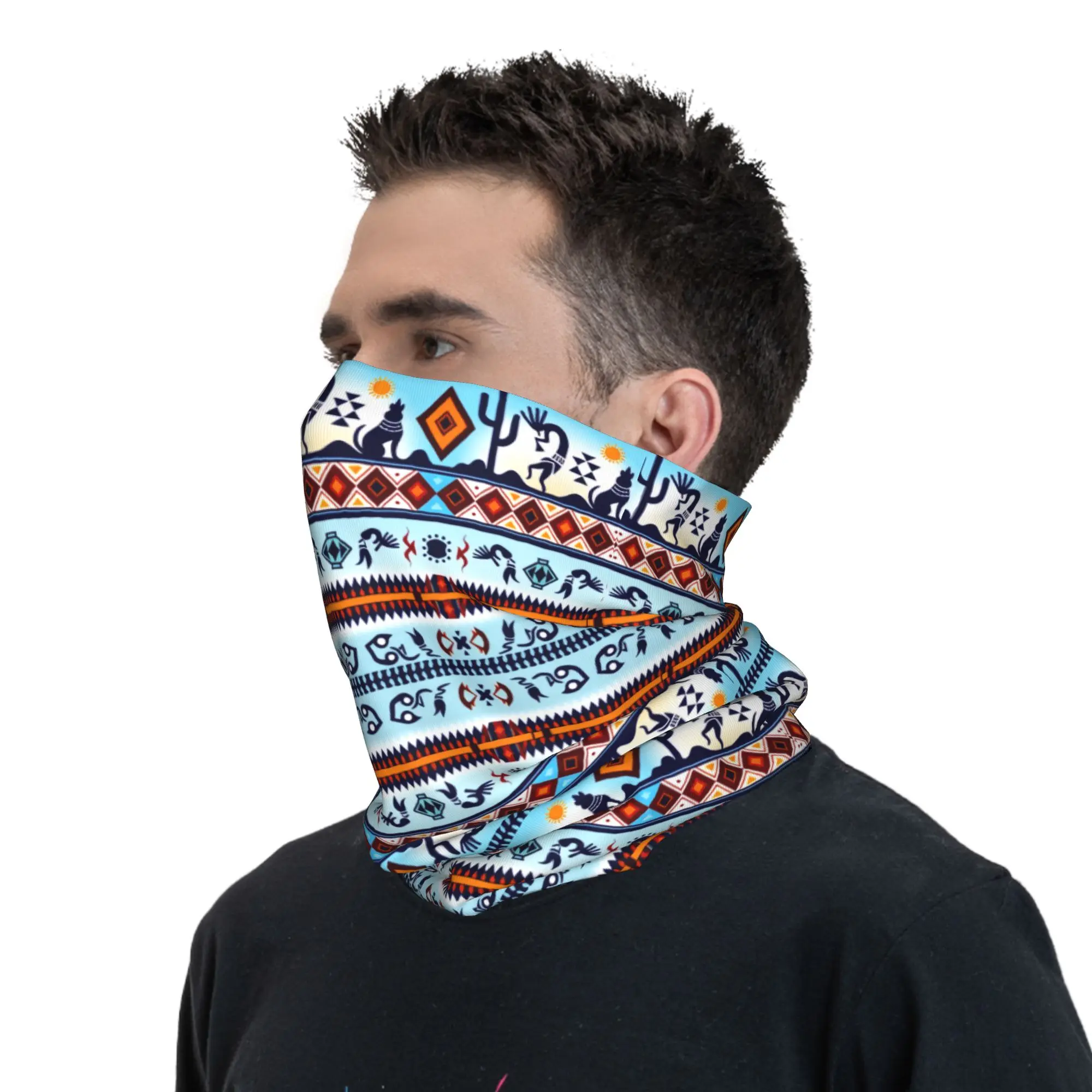 Bandana Kokopelli Hohokam Kustom, Penutup Leher, Pelindung UV, Syal Wajah, Penutup Kepala untuk Wanita dan Pria, Budaya, Tube Balaclava