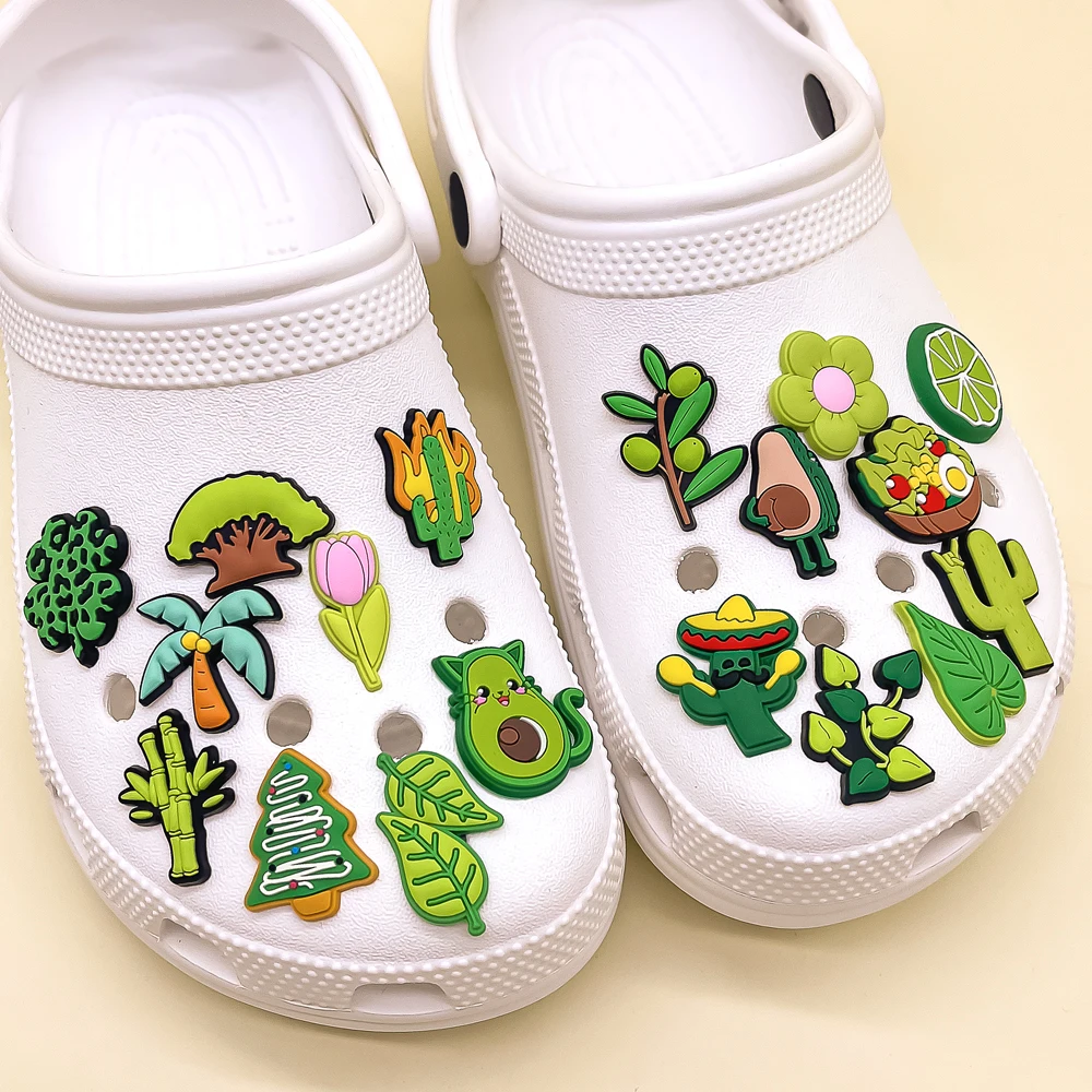 1/30pcs Naturual Green Plants Shoe Charms for Women Girls Kids Pins Accessories Cactus Flower Lemon Shoe Decorations Gift Buckle