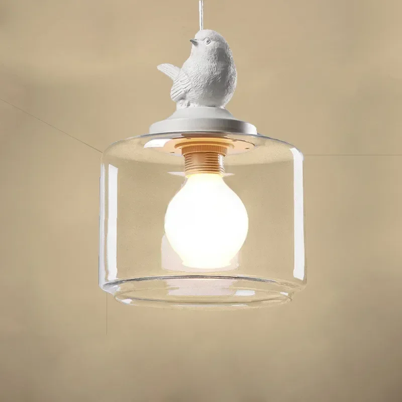 

Modern white pendant light Glass Lanterns Droplight Nordic bird light fixtures Personality living room coffee restaurant light