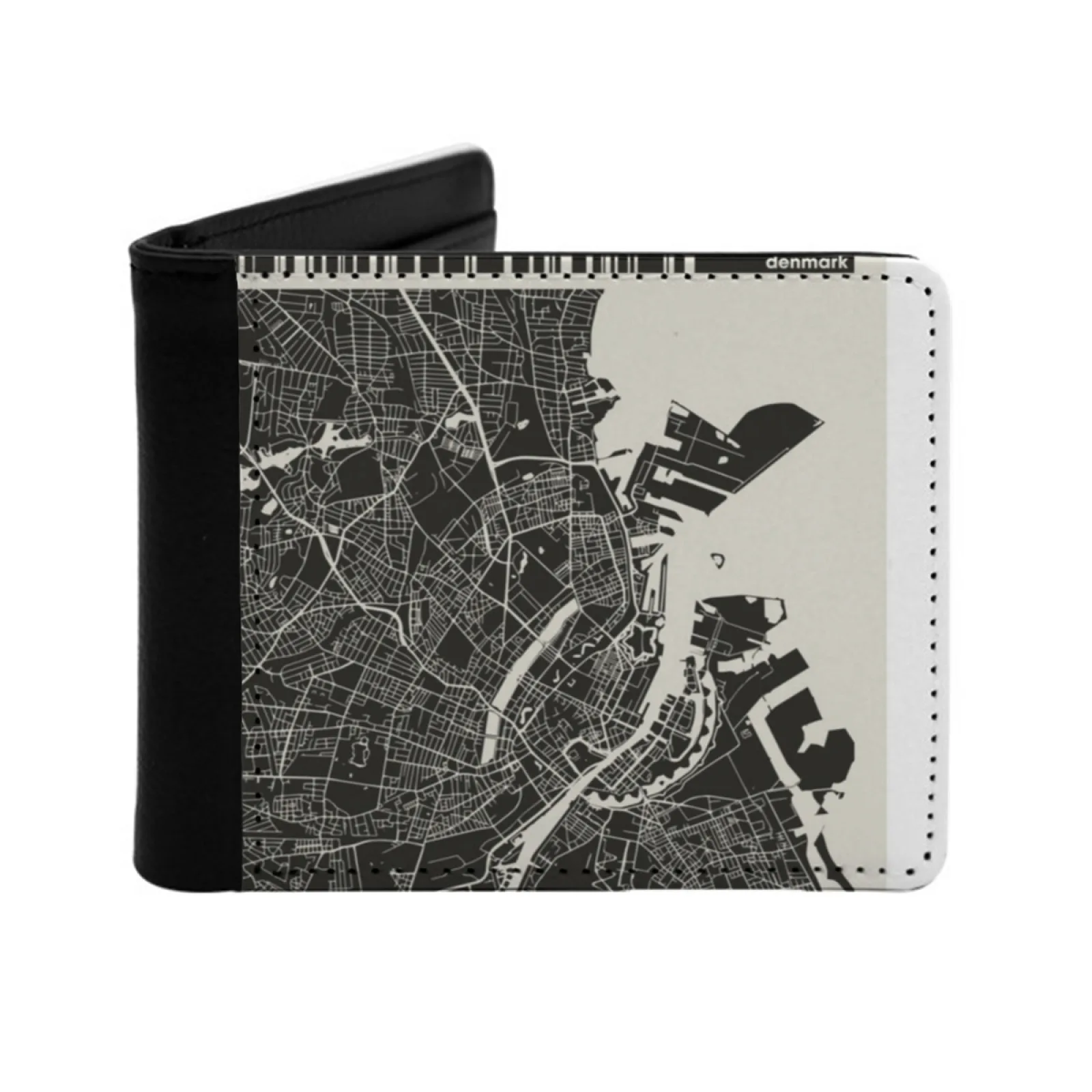 

Копенгаген Темная карта Карта города Копенгаген Копенгаген Минималистичные кожаные мужские кошельки Кошелек с держателем для кредитных карт Черный кошелек