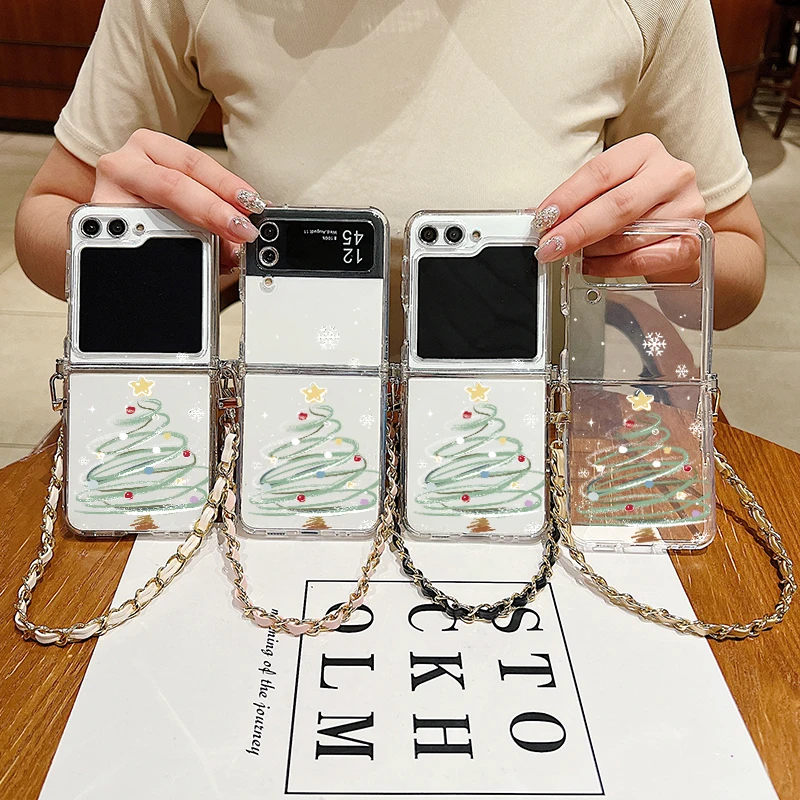 شجرة عيد الميلاد نمط المعادن الحبل قضية الهاتف لسامسونج غالاكسي Z Flip5 Flip6 Flip 7 FE 7 6 4 5 3 5G لينة غطاء قابل للطي من البولي يوريثان #6
