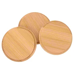 3pcs Bamboo Mug Covers Anti-dust Lids Practical Cup Covers Reusable Drinkware Glass Ceramic Mugs Lids Coffee Mug Accessory Tool