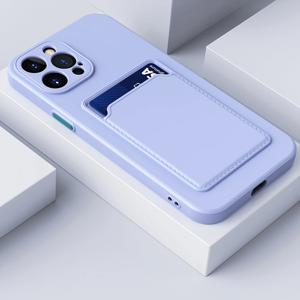 Card Pocket Phone Case for iPhone 13 12 11 Pro Max 8 7 6S 6 Plus SE 2022 2020 X XS Max XR 13 12 Mini Soft Silicone Cute Cover