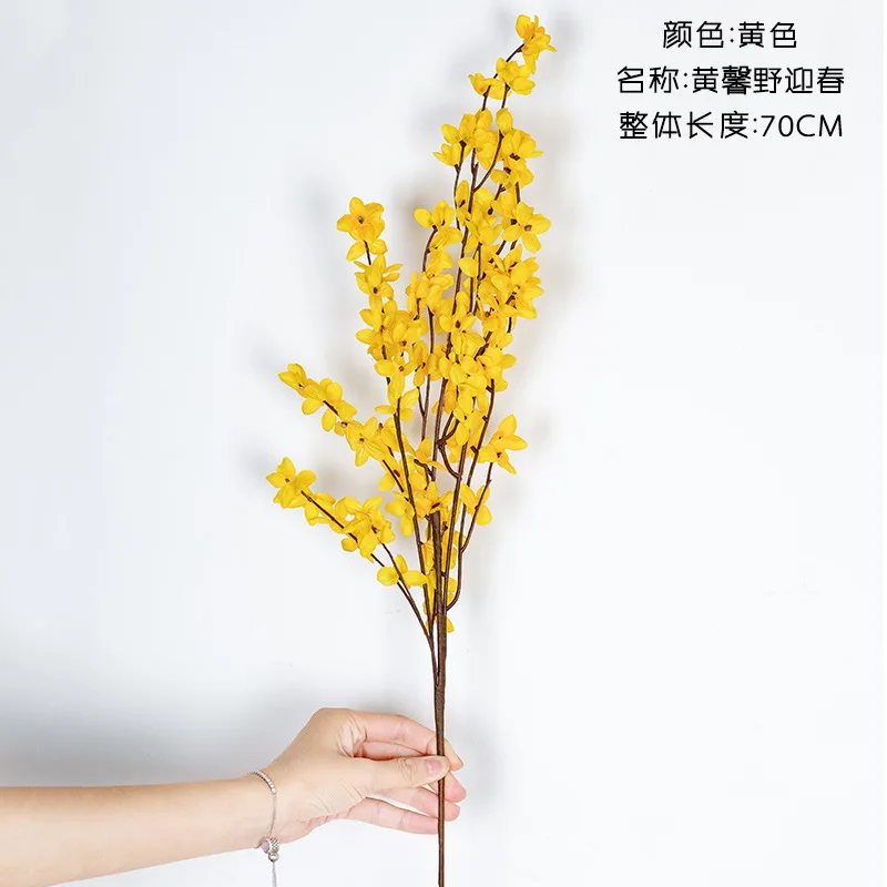 Yellow Flowers Winter Jasmine Dancing Orchid Fake Flower Silk Plastic Artificial Flower For Home Wedding Party Floral Decor