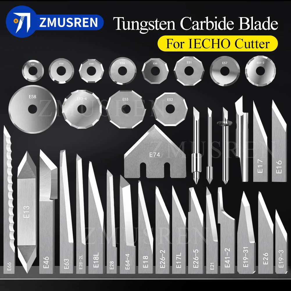 10PCS IECHO Carbide Tungsten Oscillation Blade E16 E18C E41-2 E64-4 E46 E18L E21 E28 E52 Round Blade E1 Kiss Cut Vibration Knife