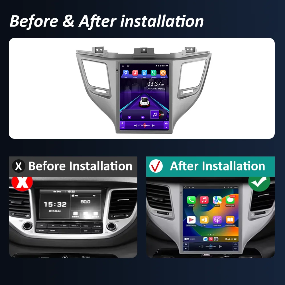 9.7 inch Android 16 Car Radio For Hyundai Tucson 3 2015 - 2018 Multimedia Stereo Video Player GPS Navigation Carplay Auto BT