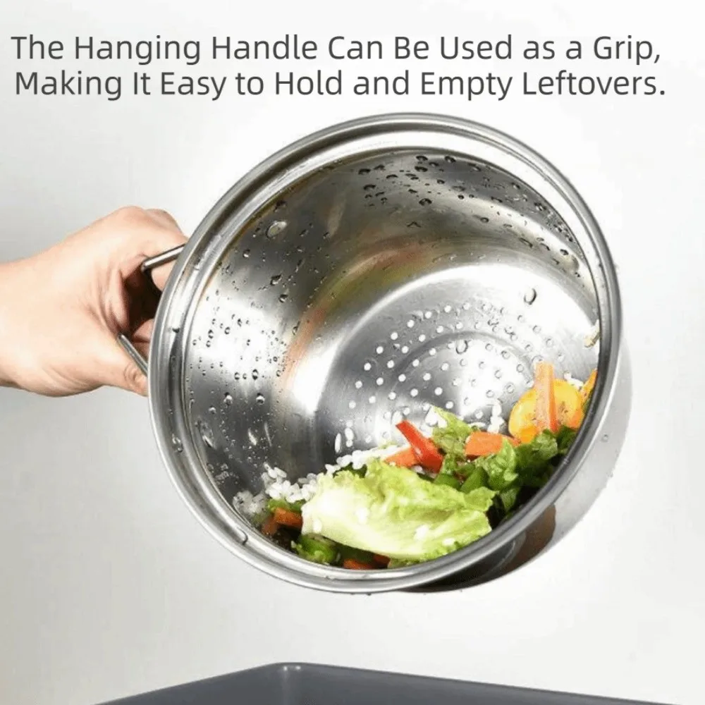 Stainless Steel Vegetable Fruit Colander Compact Space-Saving Hanging Drain Basket Mesh Dry Wet Separation Kitchen Food Strainer