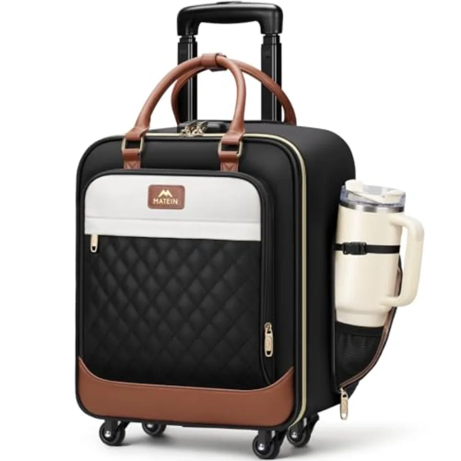 

Underseat Carry On Luggage with Spinner Wheels 16 Inch Rolling Laptop Bag Women Wheeled Briefcase 18x14x8 Personal Item Travel