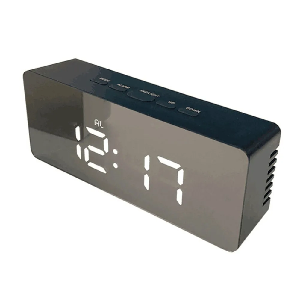 

Rectangular Mirror Clock Alarm with Temperature Multifunction Digital LED Black