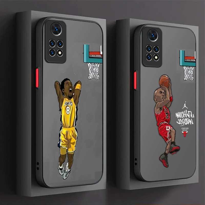 Cartoon Basketball Player Matte Hard Case For Xiaomi Redmi Note 13 12 11 Pro Plus 4G 5G 12S 11S 10 10S 9 9S 8 13C 12C 10C Cover