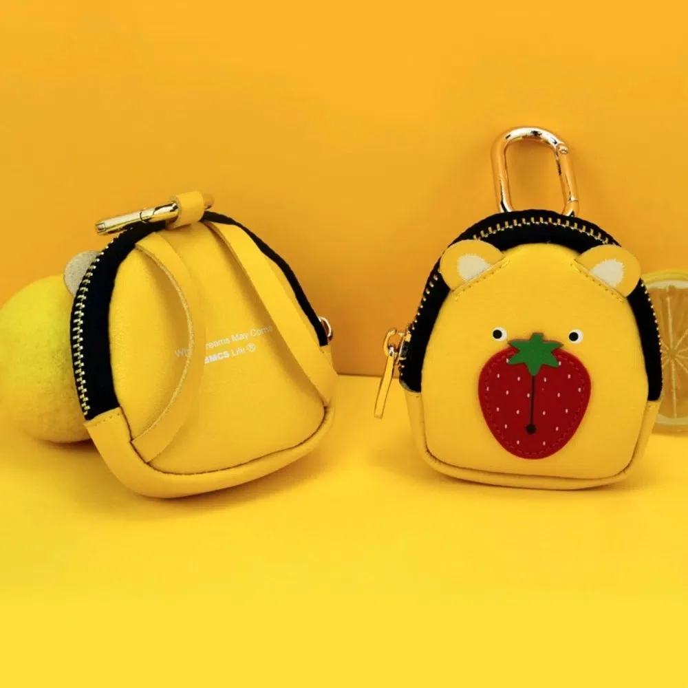 

Portable Strawberry Fruit Bag Keychain Zipper Keyring Fruit Shape Coin Purse Korean Style Carrot PU Leather Pendant Travel