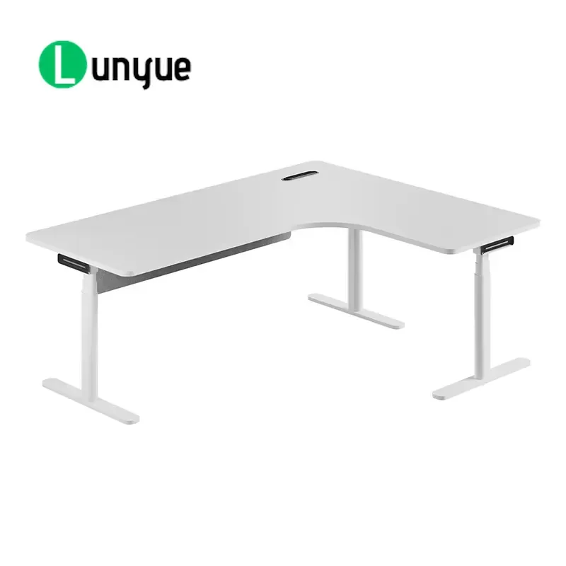 Dual Motor L Shaped Standing Desk Adjustable Height Executive Workstation Wooden Table for Modern CEO Office Custom Projects