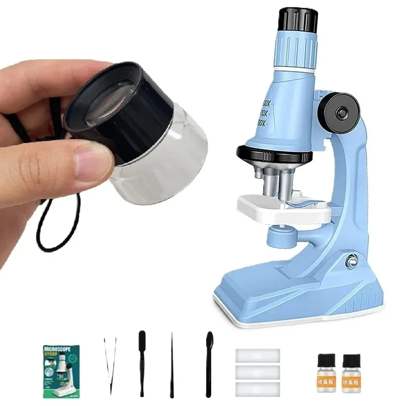 Kids Microscoop Kit 200X-1200x Draagbare loep Biologische Wetenschap Stem Speelgoed School Educatief Zakmicroscoop met LED Licht