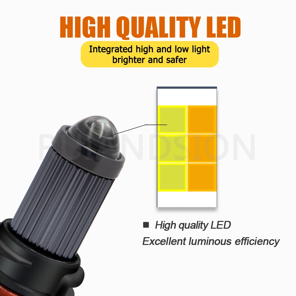 RUIANDSION 1Pcs CSP PH11 Motorbike LED Head Light Spotlight 1000Lm White+Yellow Switch Back Bulb Waterproof 12V For Honda 35W