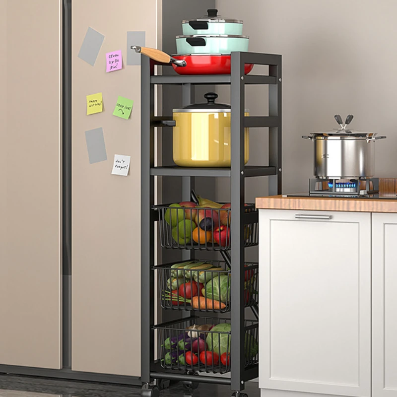 

Space-Saving Pull-Out Kitchen Rotating Storage Rack Large Capacity Storage Shelf Narrow Gap Organizer Durable Carbon Steel