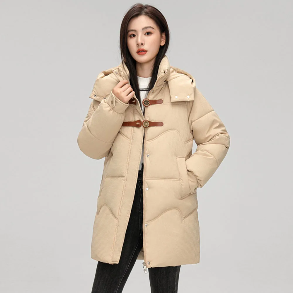 Winter Down Jacket Women Parkas Long Large Fur Collar Hooded Loose Warm Puffer Coat Ladies New Literary Texture Thicken Outwears