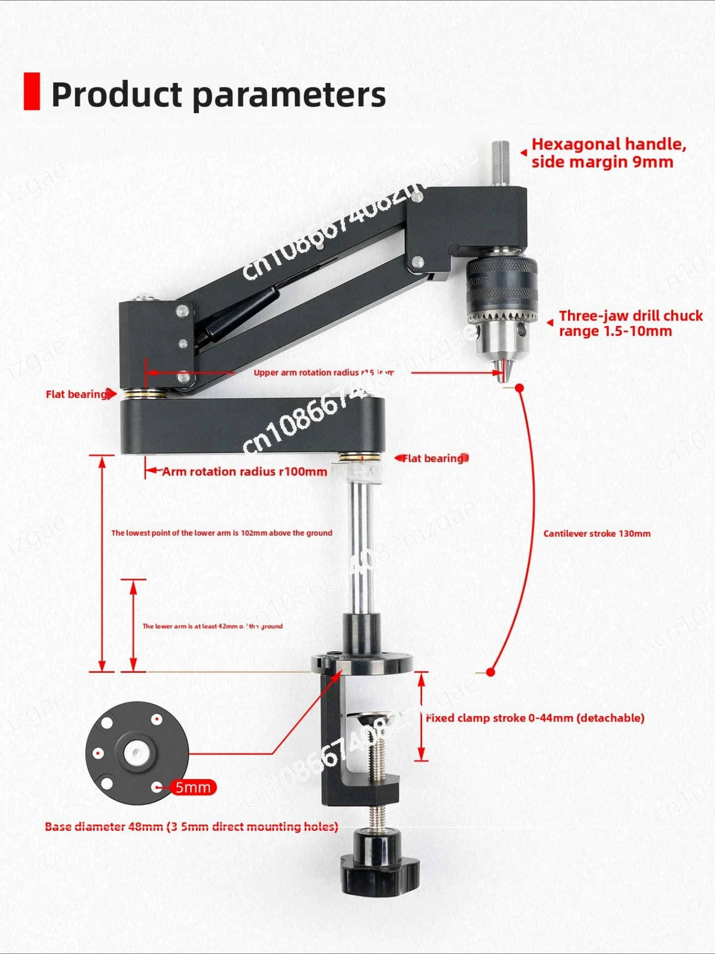 Lightweight Tapping Cantilever Bracket Horizontal and Vertical Tapping Fixtures Aluminum Profiles Center Drilling Auxiliary Tool