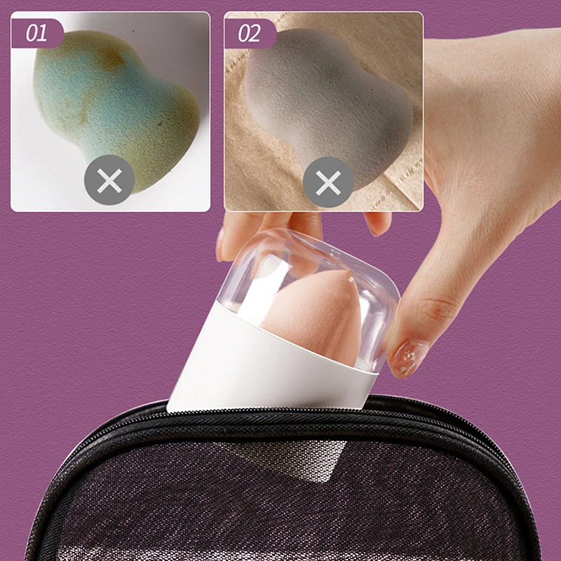 Portable Beauty Egg Storage Box Drying Box Sponge Puff Drying Rack Case Sponge Stand Makeup Blender Puff Holder With Cover