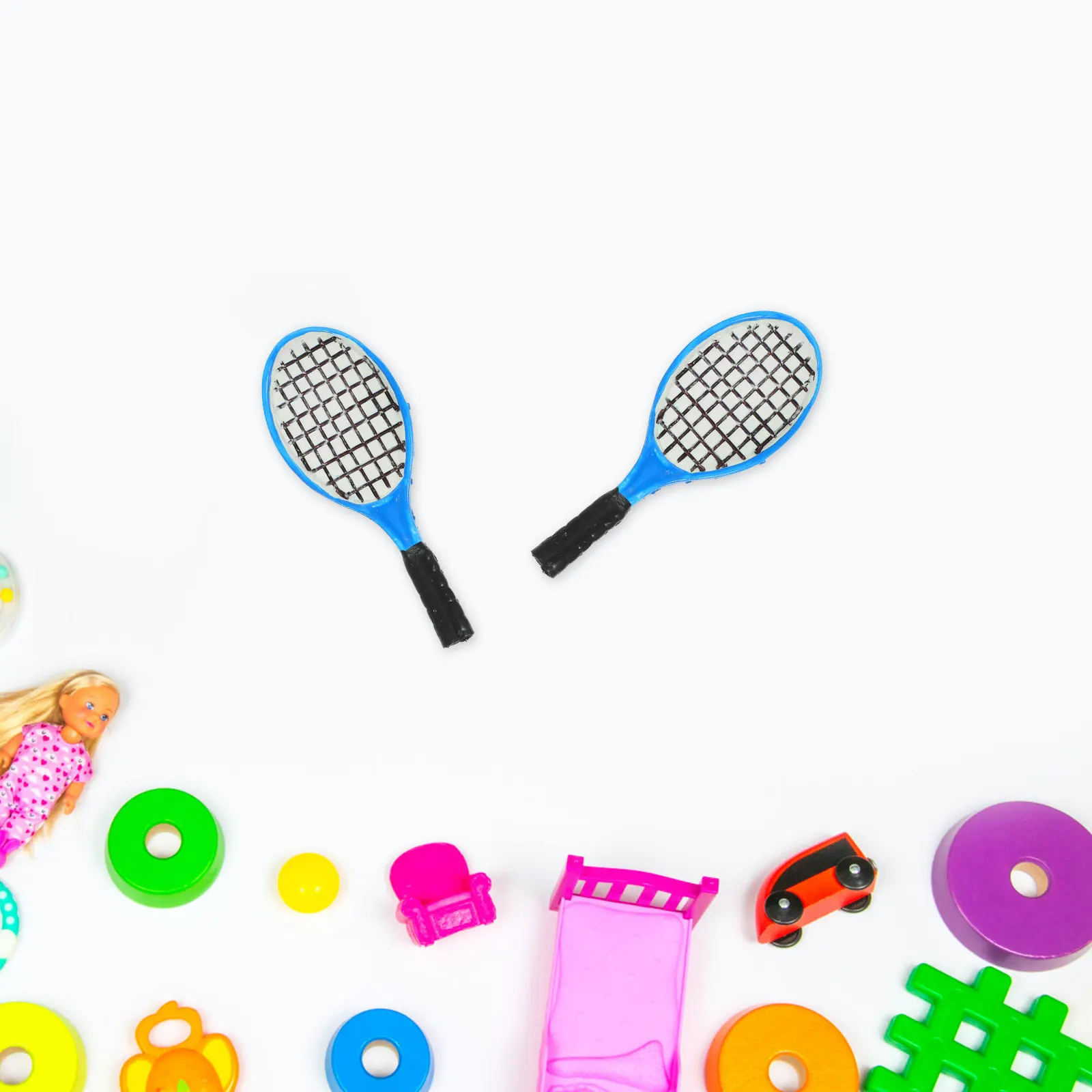 

4Pcs Micro Tennis Racket Accessories Creative Resin Desktop Decoration for Home Interior Kids Room Aesthetic Appeal