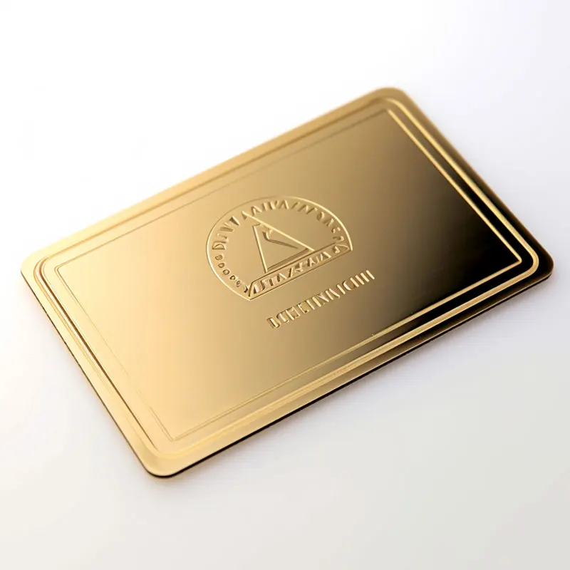 

custom company brand member gift logo embossed gold metal brass business cards