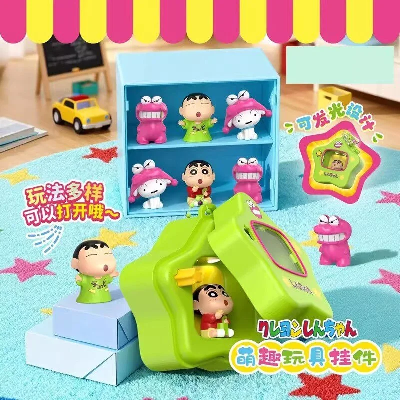 

In Stock Crayon Shinchan Blind Box Lighting Pendant Keychain Cute Cartoon Shiro Nohara Waniyama San Trendy Girl Toy Gift