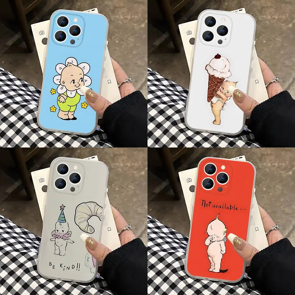 

K-Kewpie Cute Angel Frosted Clear Magnetic Phone Case for iPhone 17,16,15,14,13,12,11 Pro,Max,Plus,Mini,Air,E