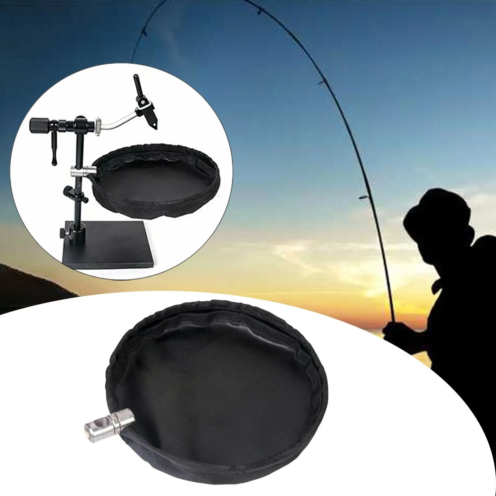 Panier à déchets pour attacher des mouches de 6.5 pouces, plateau de ligne de pêche en tissu Oxford, panier facile à retirer et vide pour la pêche