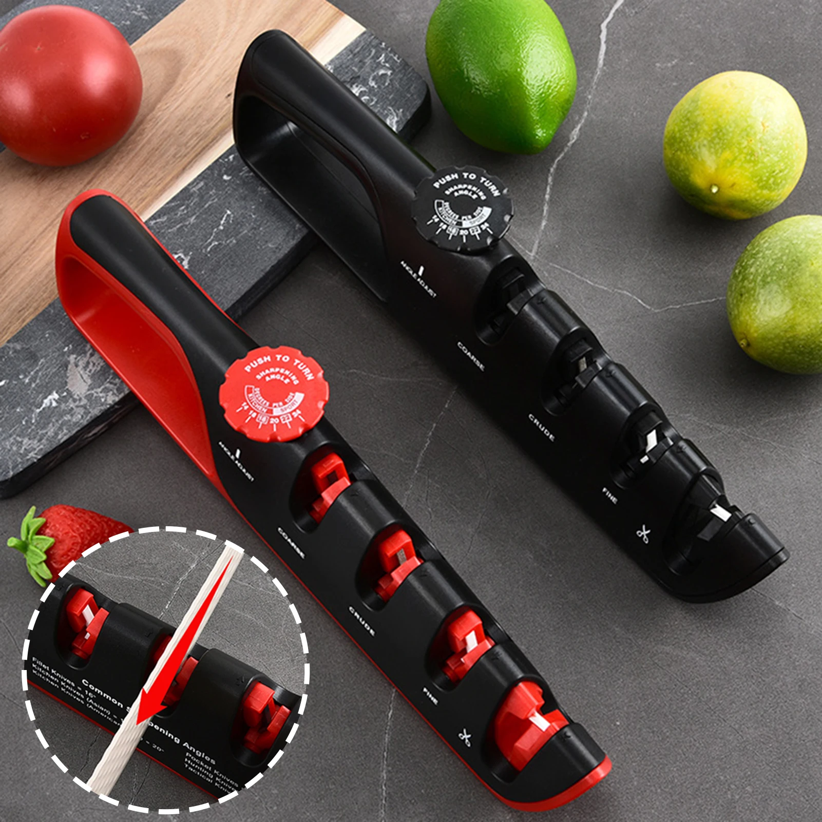 4 In 1 Knife Sharpener Kitchen Tool Adjustable Angle With Anti Slip Grip Grinder Sharpening Tool For Scissors Home Use