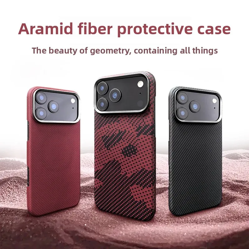 

Luxury Business True Aramid Carbon Fiber Pattern Phone Case For IPhone 17 Pro Max Air Enhanced MagSafe Ring Holder Protect Cover