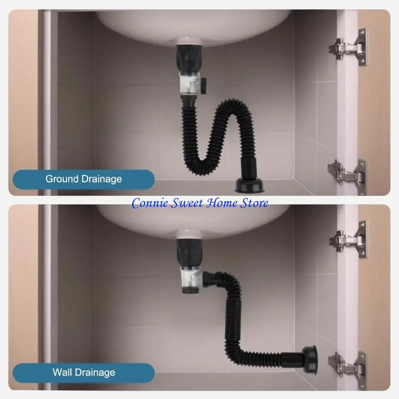 

LXAF Universal Bathroom Sink Drain Set for 1 1/4" 1 1/2" 2" Holes Flexible Pipe 6.7" to 37" Anti Clog Anti Odor Leak Proof