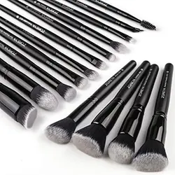 ZOREYA 15 Pcs Luxury Balck Makeup Brushes Set Tools Professional Brushes Foundation Powder Eyeliner Eyeshadow Make up Brushes