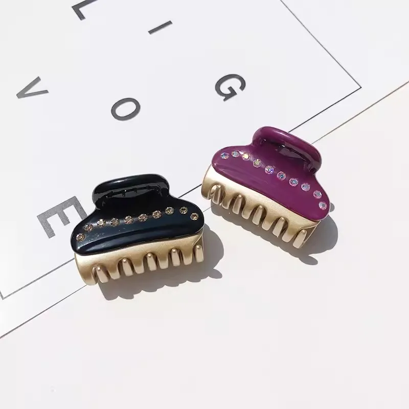 French New Fashionable Acetic Acid Single Row Diamond Czech Zircon Hair Claw Mini Hairpin Hair Accessories Small Claw