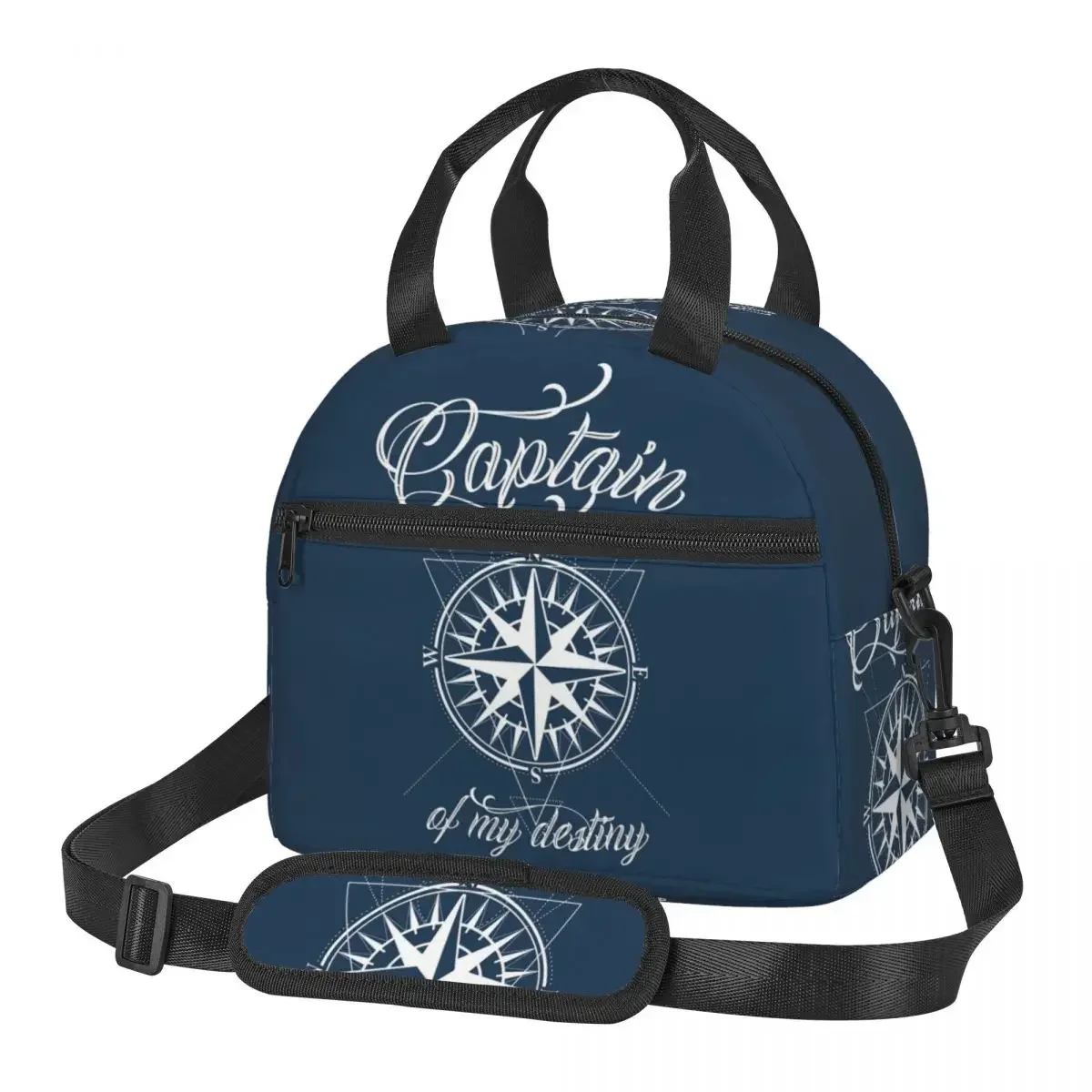 Nautical Compass Captain Anchor Boat Insulated Lunch Bag for Women Bento Storage Food Boxes Container Cooler Thermal Lunch Tote