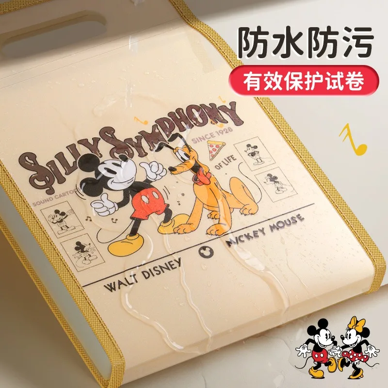 Disney Mickey Mouse Folder Waterproof A4 Folder Press Button Plastic Data Document Bag Cartoon File Folders Stationery Organizer