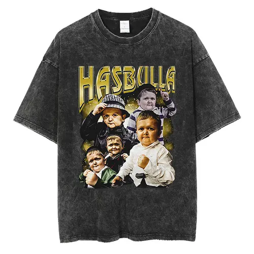 Imagen 2 del producto Camisetas gráficas limitadas de Hasbulla Magomedov para hombre y mujer, Mini Khabib Blogge Fighting Hip Hop, camiseta de manga corta lavada Vintage