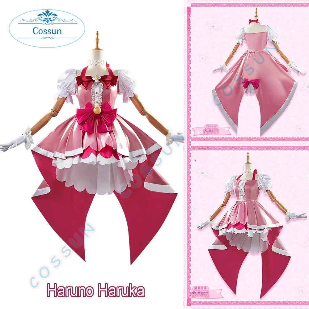 [Customized] Anime Go! Princess Haruno Haruka Cosplay Costume Cure Flora Halloween Women Pink Lovely Dress