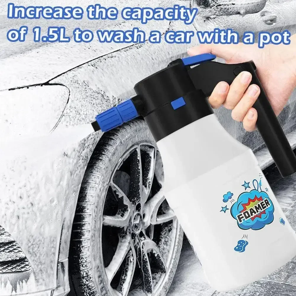 Wireless Electric Foam Sprayer 1.5L Universal Air Pressure Fan-shaped Foam Sprayer Electric Booster Easy Car Wash Accessories