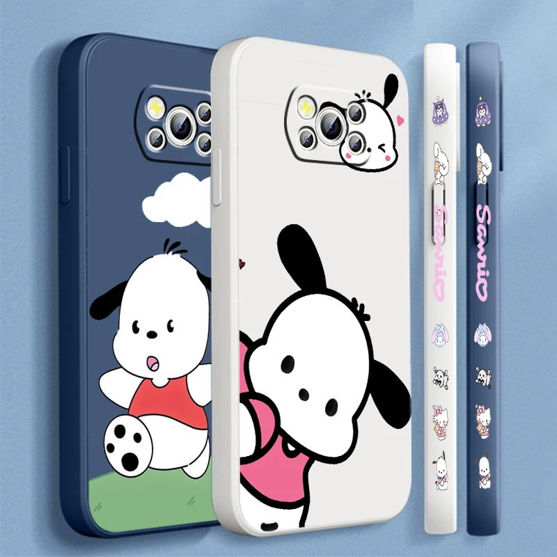 Sanrio Cartoon Pacha Dog Liquid Left Rope For Xiaomi Mi Poco X6 X5 X4 X3 M6 M5 M5S M4 M3 F5 F4 F3 C65 C55 C40 Pro 5G 4G TPU