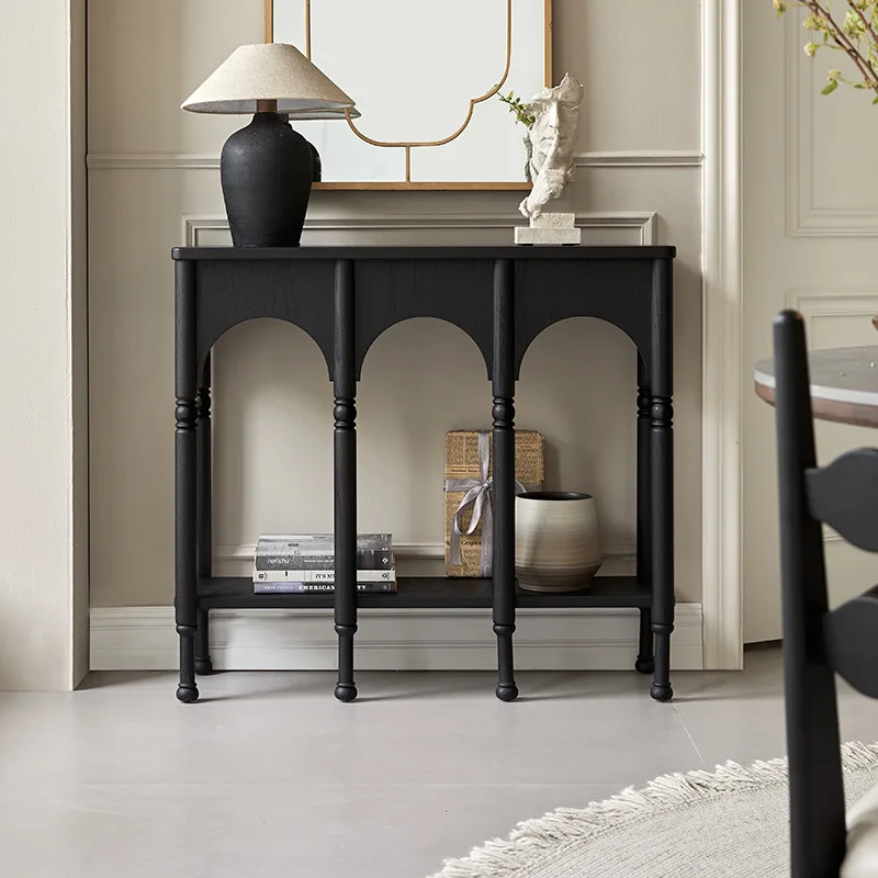 Entrance table Black foyer cabinet Corridor entry decorative cabinet Partition cabinet End view Side table