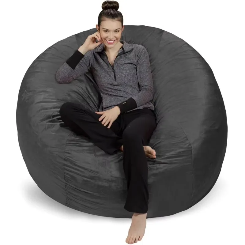 Sofa Sack Bean Bag Chair - Plush, Ultra Soft - Stuffed Foam Filled Furniture and Accessories for Dorm Room 6 Feet - Charcoal