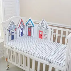 Cotton Hand-painted Children's Cartoon Bed Bumper Creative House Shape Crib Bumper Four Seasons Universal Baby Bedding Bumper