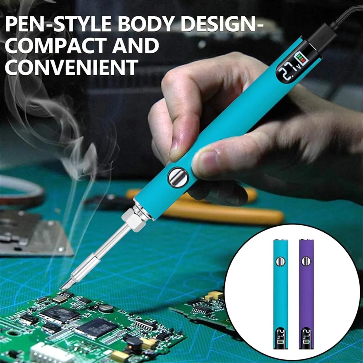 قلم عربة بطارية بخيط 510، قلم لحام لاسلكي قابل لإعادة الشحن 650 مللي أمبير في الساعة مع شاشة رقمية LED ودرجة حرارة قابلة للتعديل أ #2