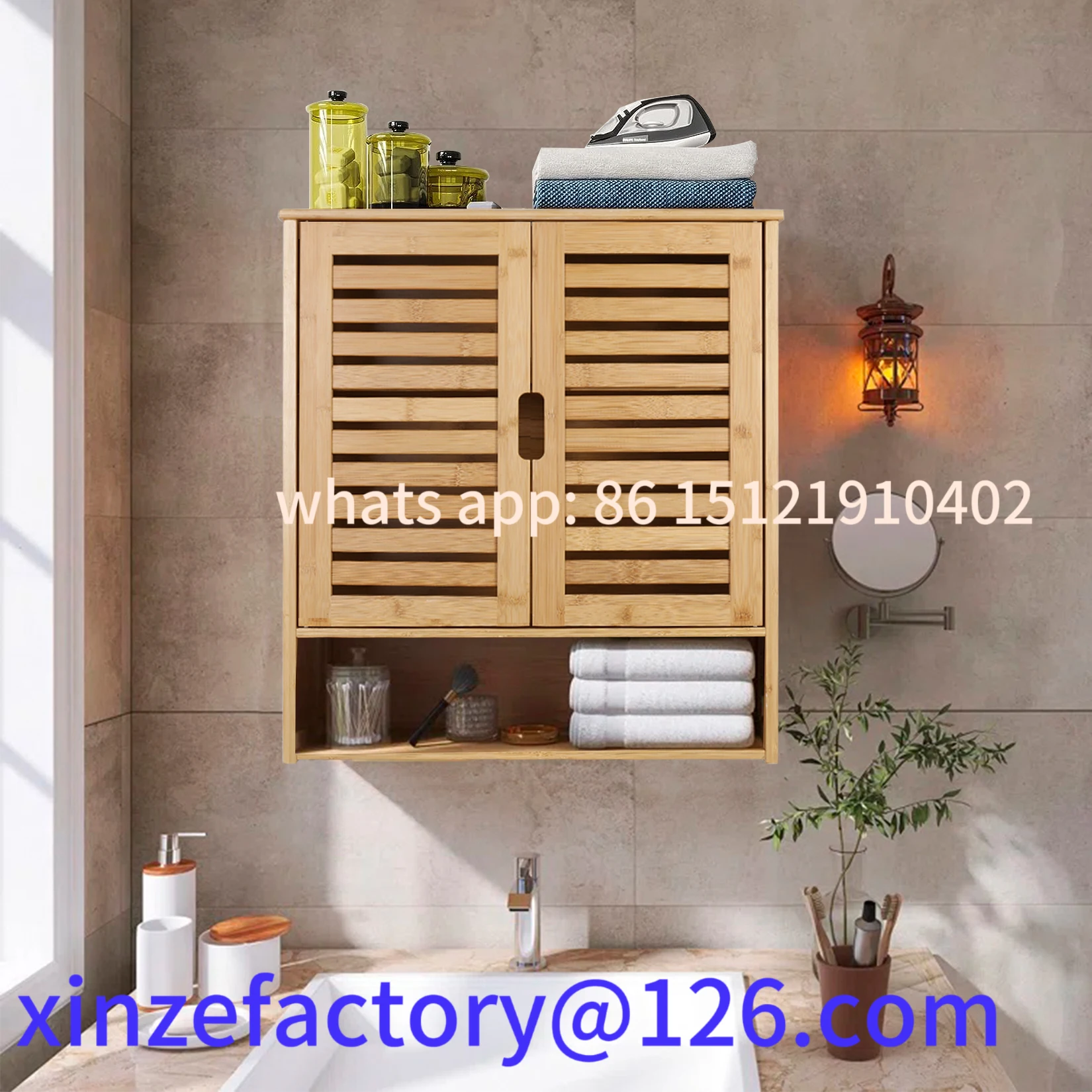

Customizable Wall Mounted Bathroom Cabinet Storage Shelf Bamboo Cabinet