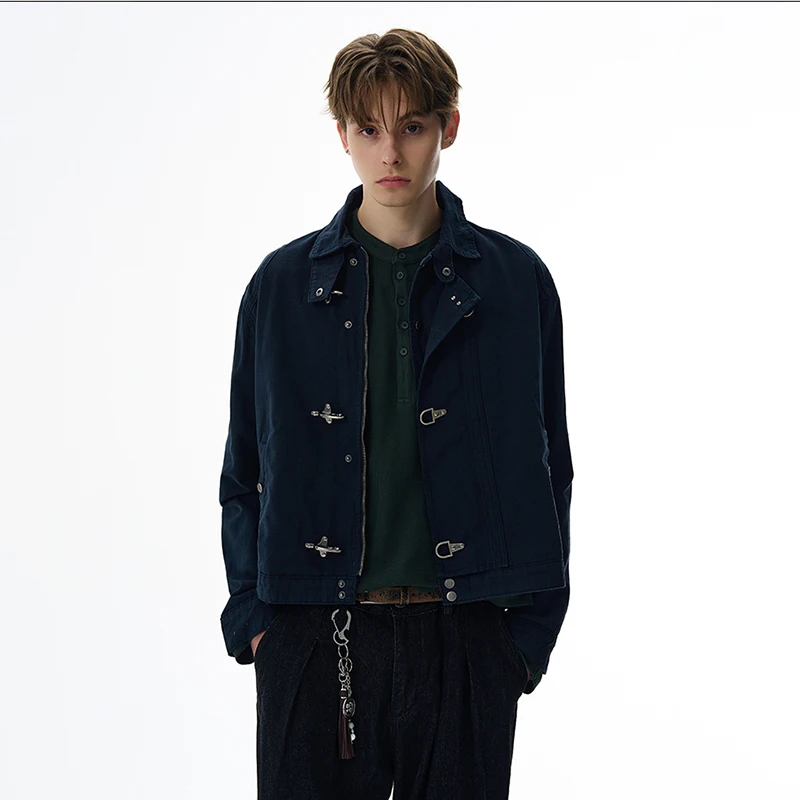 LUZHEN Personalized Metal Buckle Buttoned Decorate Solid Color Casual Coat Men's 2025 New Original Handsome Male Clothes JY4814
