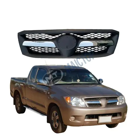MAICTOP Car Body Parts Mesh Style Chrome Matte Black Front Grille Grill For Hilux Vigo SR5 MK6 2005-2008