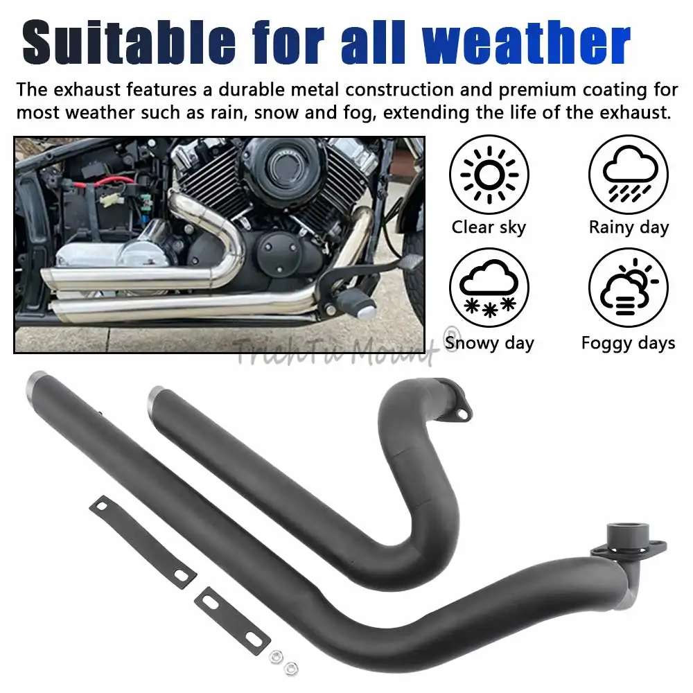 Motorcycle Black Exhaust Full System Silencer Tube Muffler Pipe Stainless Steel Aluminum Alloy For Yamaha DRAGSTAR 400 XVS400