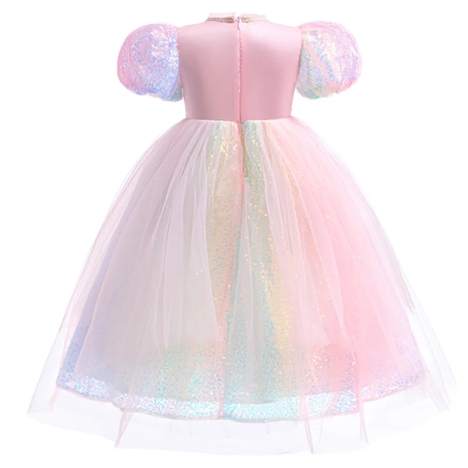 Kids Unicorn Dress for Girls Flower Rainbow Heart Pink Ball Gown Elegant Party Costumes Little Girl Princess Cosplay  Halloween